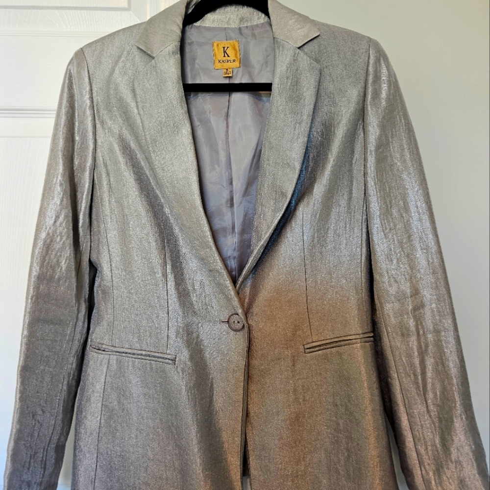 Metallic Silver Kasper Blazer